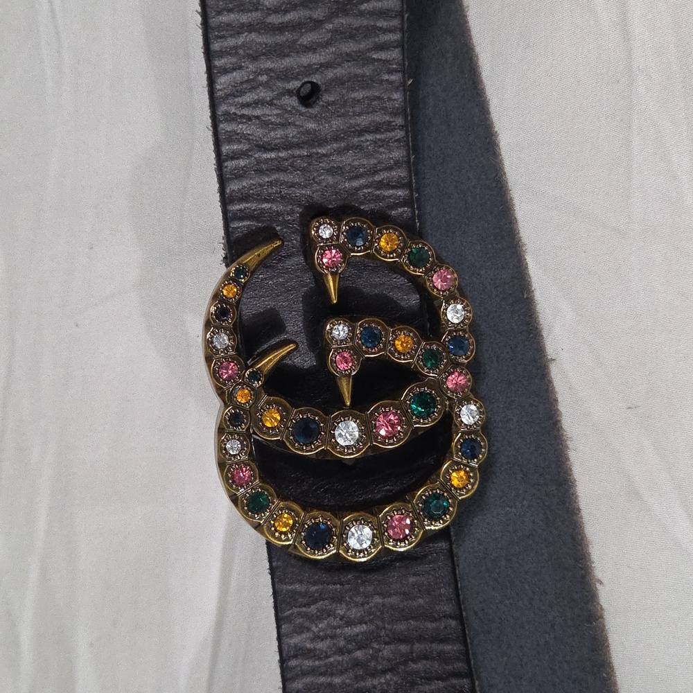 Gucci Gem Belt Leather GG Buckle - Picture 8 of 14